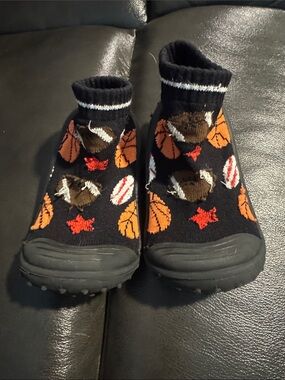 Baby Black Basketball Print Sock-Shoes- water ready shoes!